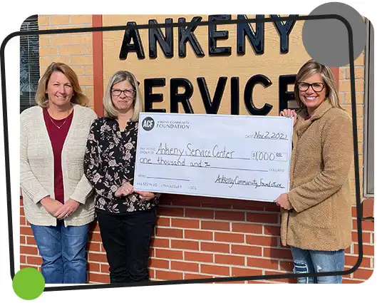 The Ankeny Service Center accepts a $1,000 grant from the Ankeny Community Foundation
